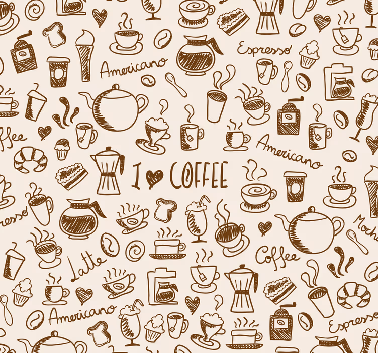 Kaffe mønster rullegardin køkken - TenStickers
