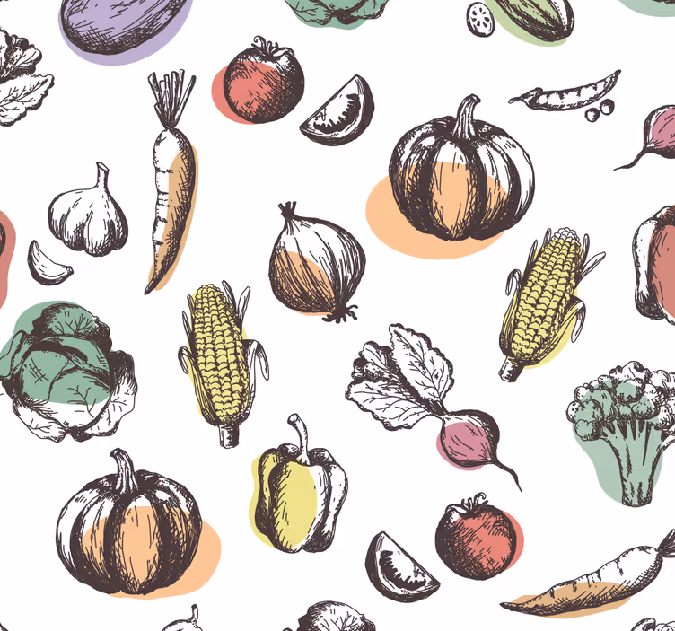 Ingredienser mønster retro stil rullegardin køkken - TenStickers