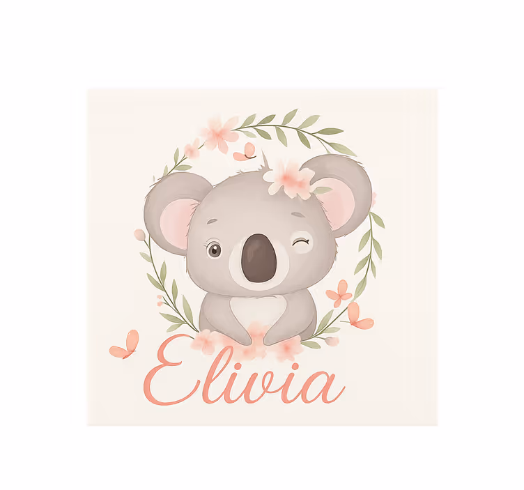 Koala med navn personlige rullegardiner - TenStickers