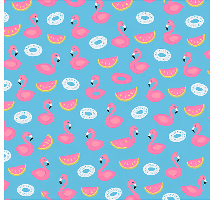 Blåt flamingo-print mørklægningsgardiner børn - TenStickers