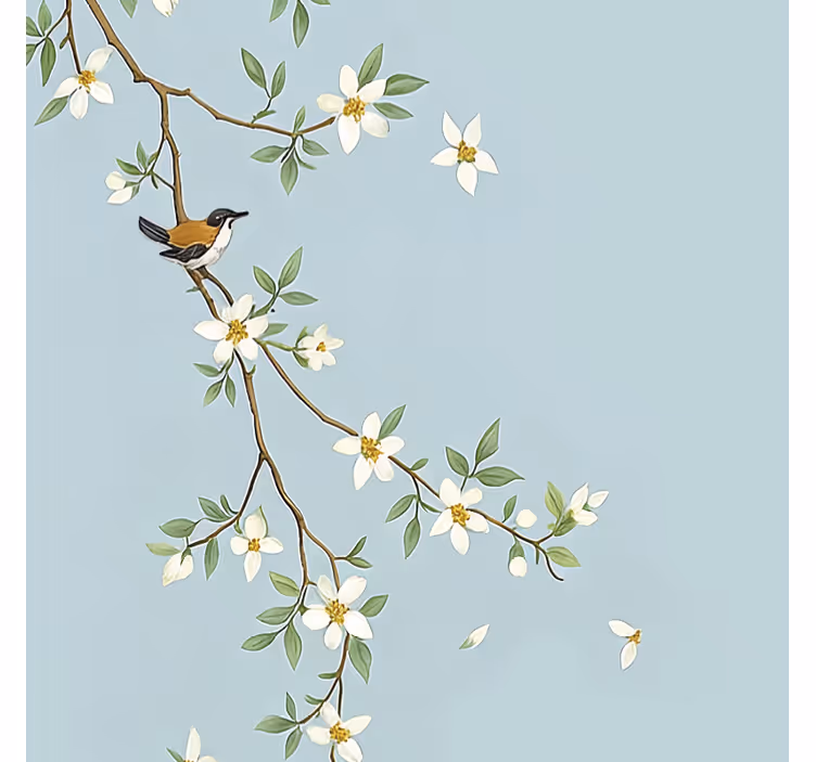 Blomstrende grenfugle master bedroom rullegardin - TenStickers
