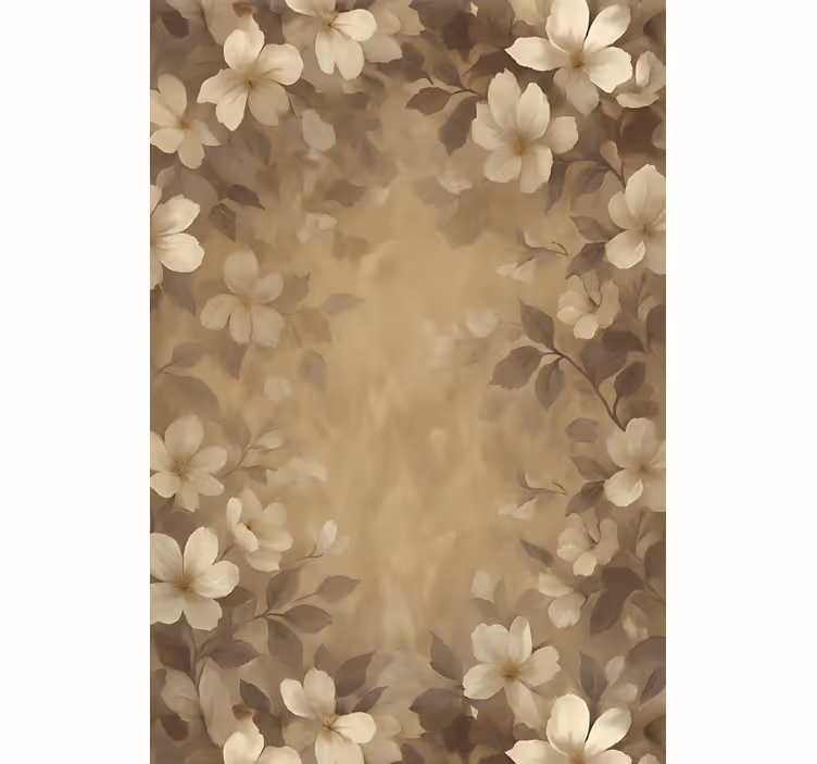 Beige malede blomster rullegardiner til stue - TenStickers