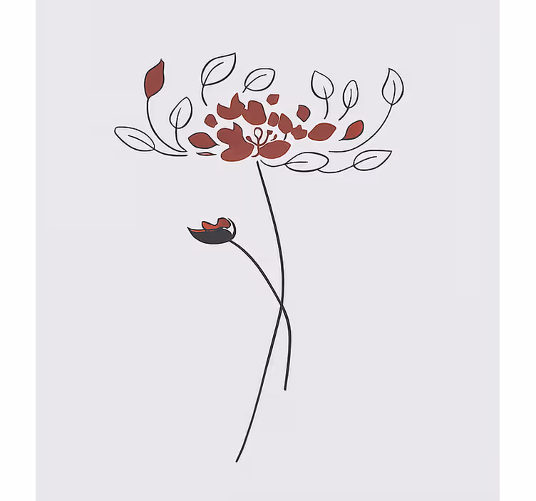 Minimalistisk botanisk skitse mørklægningsgardiner børn - TenStickers