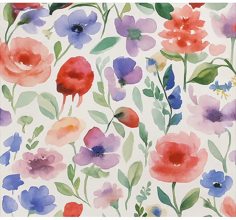 Levende akvarel blomster rullegardiner til stue - TenStickers