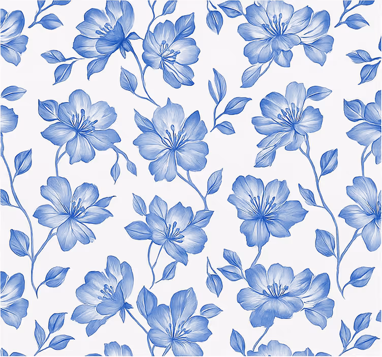 Blå og hvide blomster master bedroom rullegardin - TenStickers