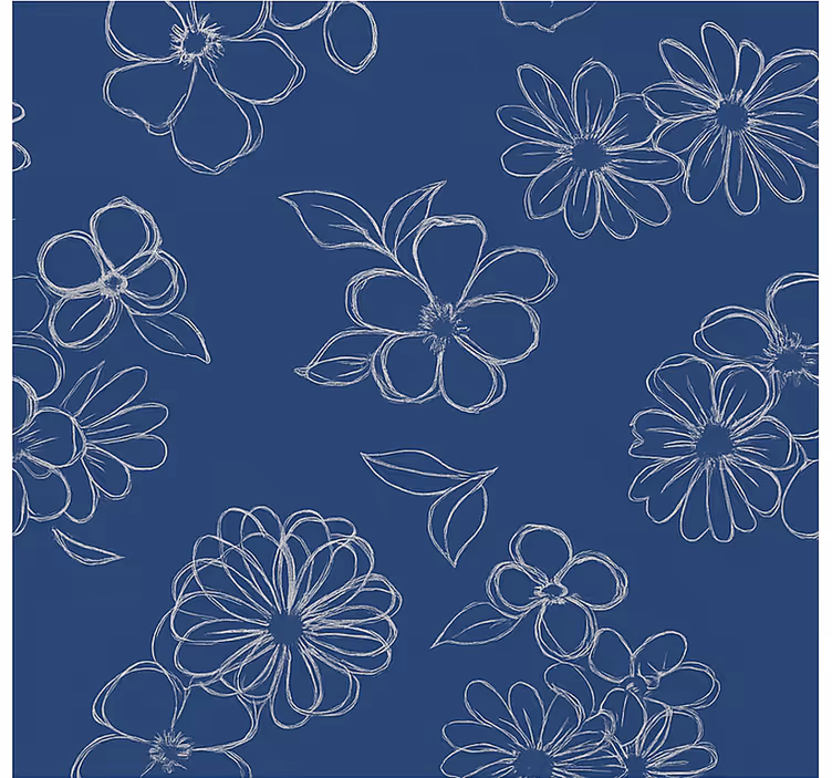 Blå omrids af blomster master bedroom rullegardin - TenStickers