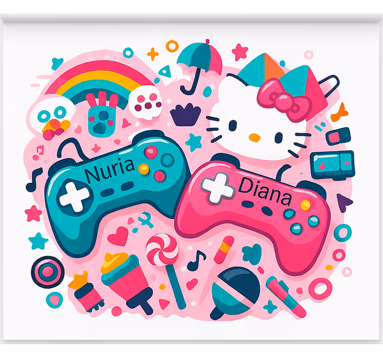 Brugerdefinerede kitty-controllere nørdede rullegardiner - TenStickers