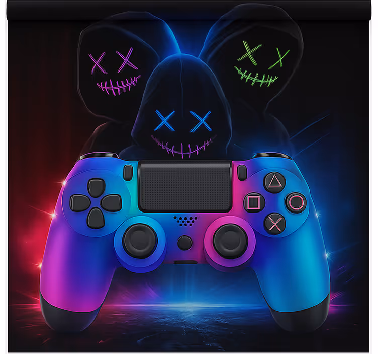 Neon mystiske gamere nørdede rullegardiner - TenStickers