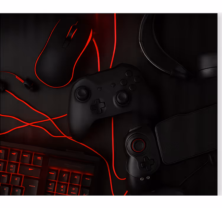 Sort rød gamer opsætning nørdede rullegardiner - TenStickers