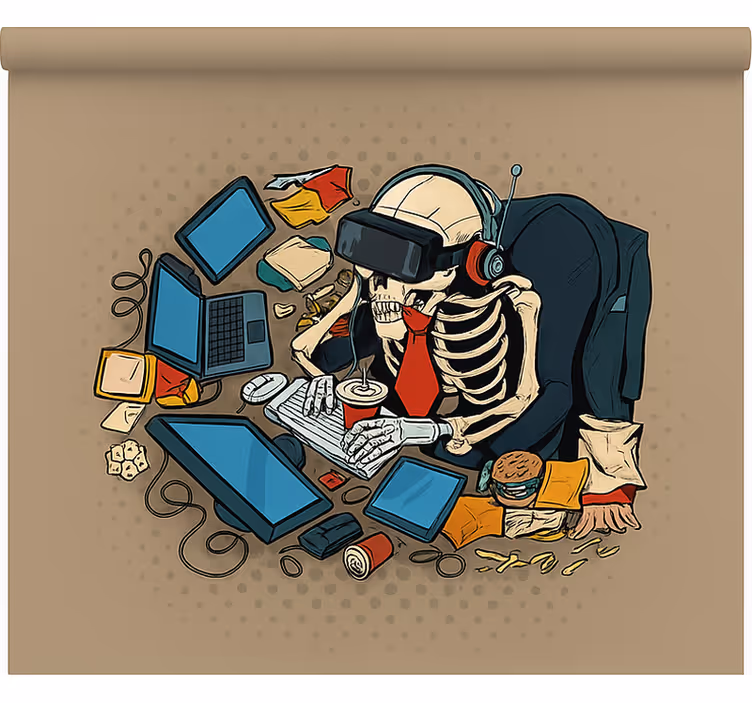 Skelet retro gamer nørdede rullegardiner - TenStickers