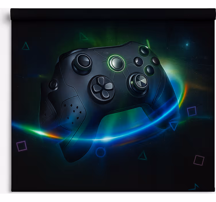 Neon futuristisk gaming-controller nørdede rullegardiner - TenStickers