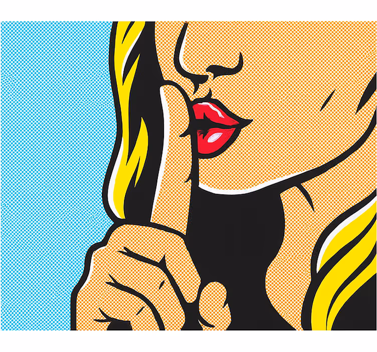 Pop art pige tysser rullegardin teenager - TenStickers