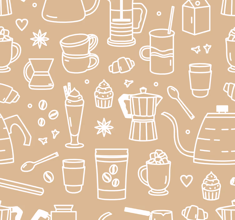 Rullegardin køkken med kaffekopper og glas mønster - TenStickers