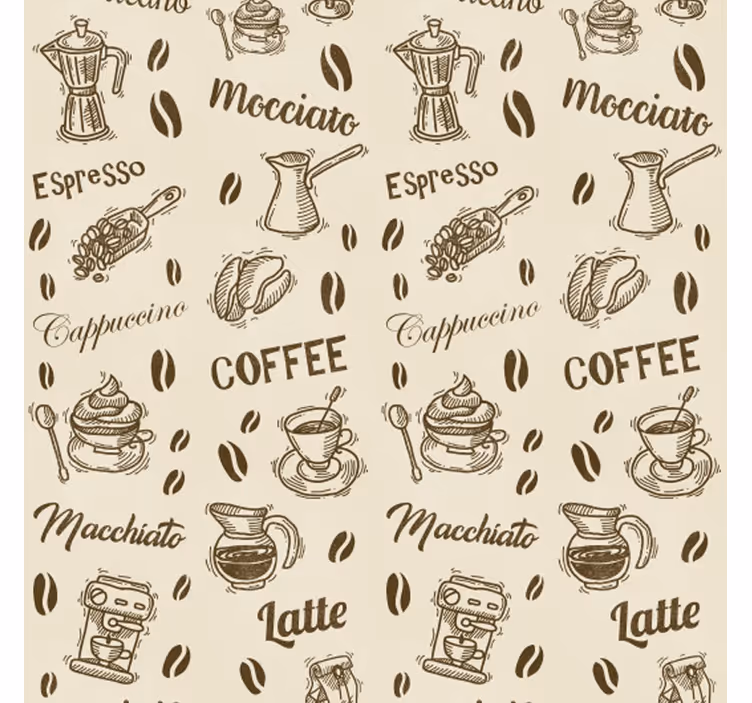 Rullegardin køkken 3d kaffemønstre med navne - TenStickers