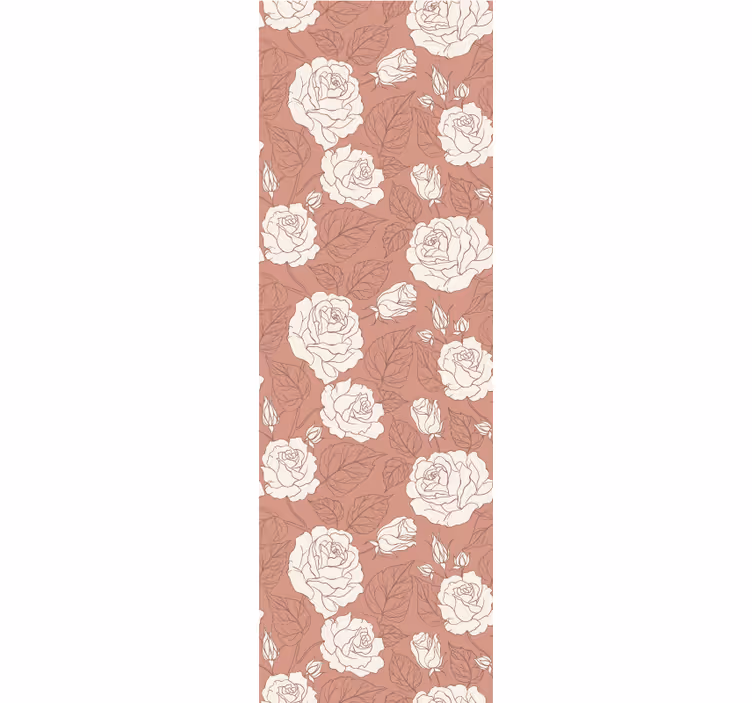 Rullegardin til spisestue med terracotta store roser - TenStickers
