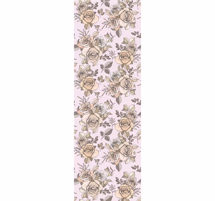 Rullegardin til spisestue med shabby chic rosenbaggrund - TenStickers