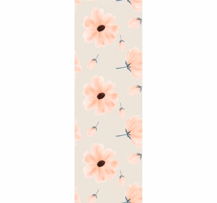 Rullegardin til spisestue store blomster akvarel beige - TenStickers