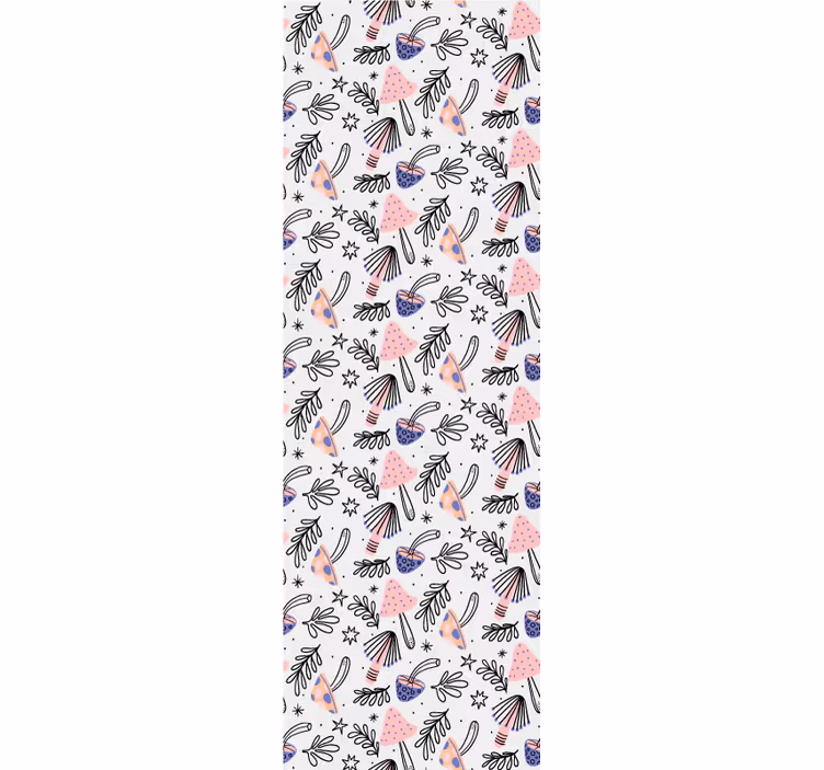 Rullegardin til spisestue med klassiske svampe og blomster - TenStickers