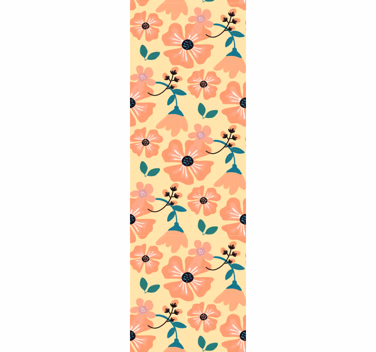 Rullegardin til spisestue orange blomster - TenStickers
