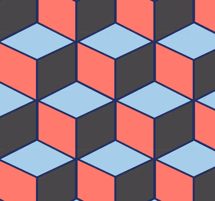 Rullegardin til spisestue geometriske firkanter 3d - TenStickers