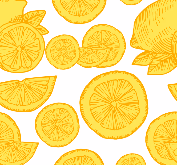 Rullegardin til spisestue med orange og citron skitse - TenStickers