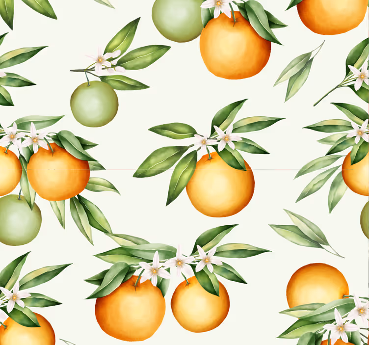 Rullegardin til spisestue med citrusfrugtmotiv - TenStickers