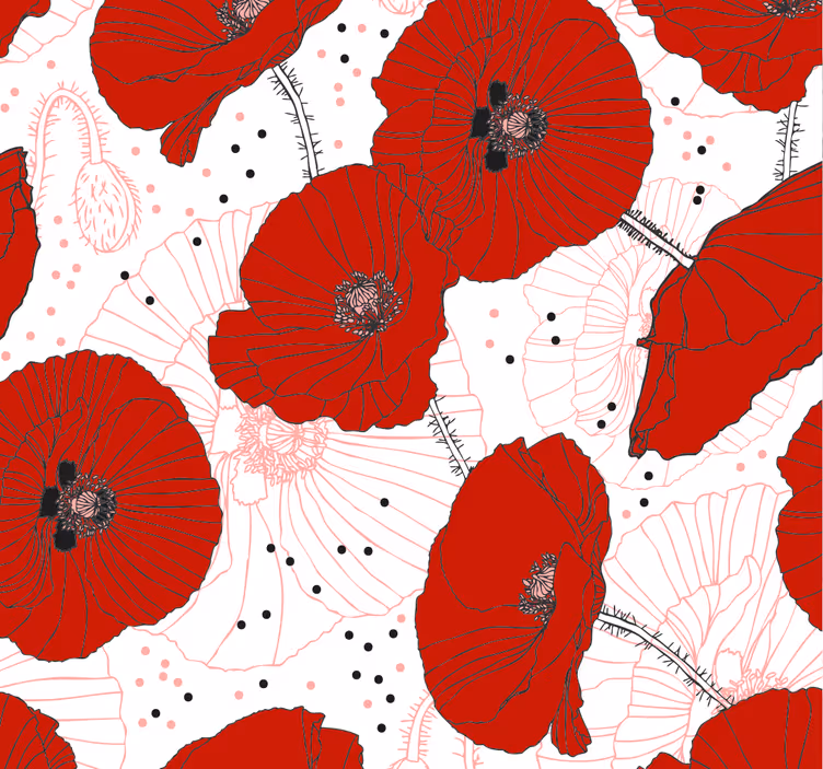 Rullegardin til spisestue med blomster og røde nuancer - TenStickers