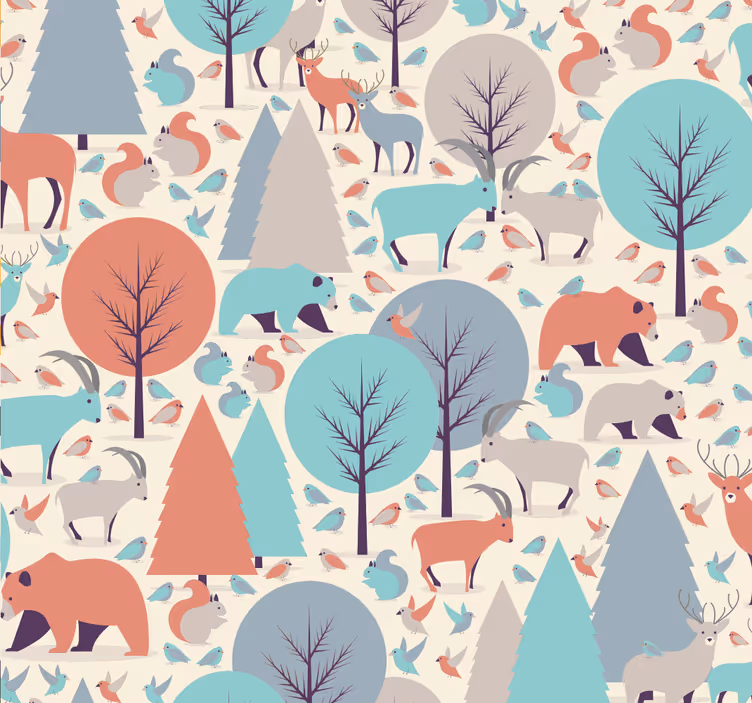 Mørklægningsgardiner børn nordisk skovscene - TenStickers