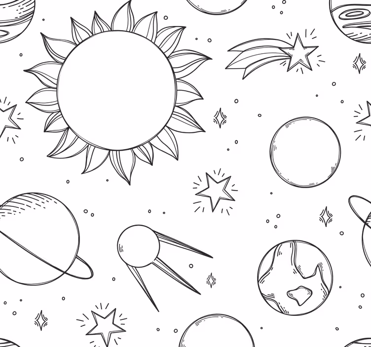 Mørklægningsgardiner børn rummets doodle - TenStickers