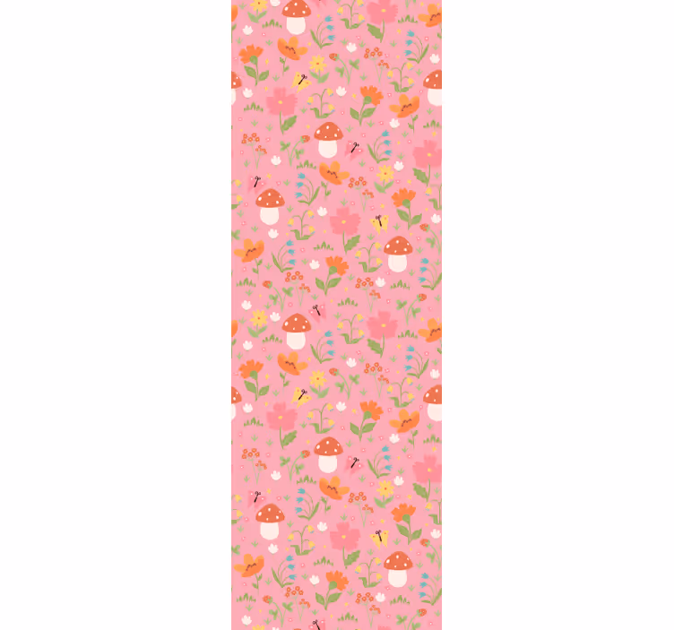 Mørklægningsgardiner børn med blomster og svampe mønster - TenStickers