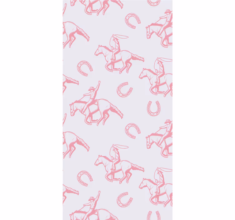 Mørklægningsgardiner børn med pink cowboy heste mønster - TenStickers