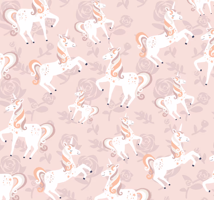 Mørklægningsgardiner børn pink og høj unicorn med blomster - TenStickers