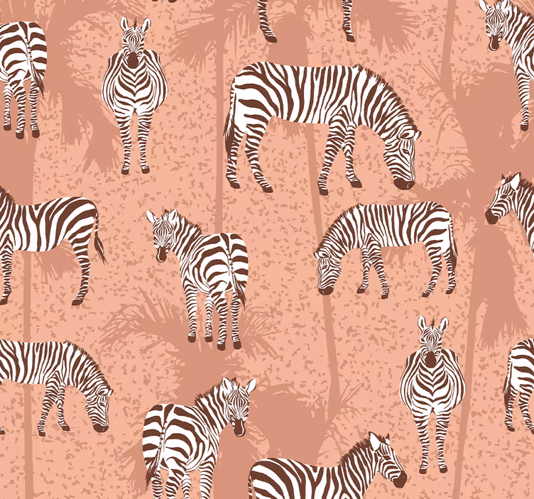 Mørklægningsgardiner børn zebra og palmer brun - TenStickers