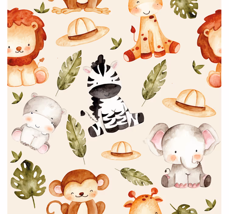 Mørklægningsgardiner børn beige safari - TenStickers