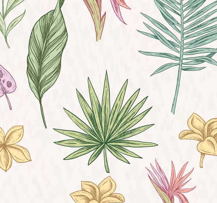 Mørklægningsgardiner børn blomster og palmer - TenStickers