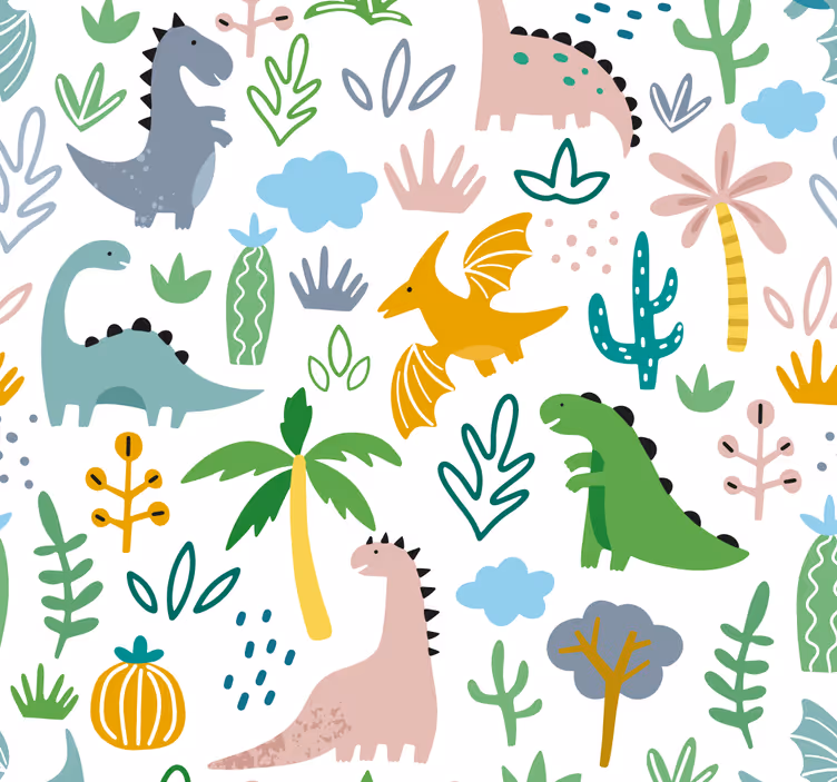 Mørklægningsgardiner børn i skandinavisk dinosaur mønster - TenStickers