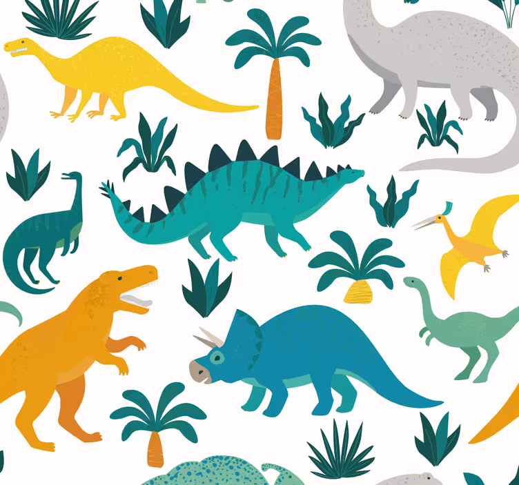Mørklægningsgardiner børn dinosaurer med træer - TenStickers