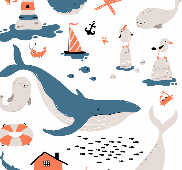 Mørklægningsgardiner børn i havet - TenStickers
