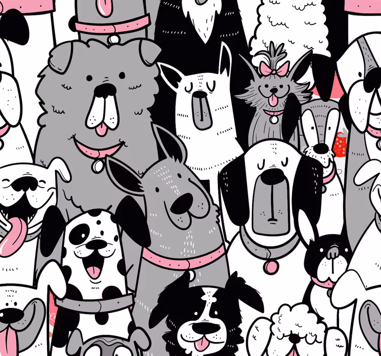 Mørklægningsgardiner børn hund med konturer - TenStickers