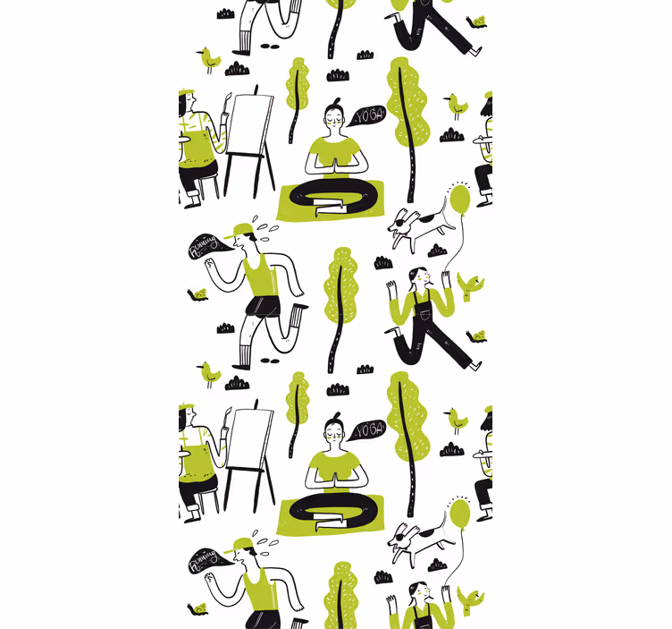 Kontor rullegardin sund livsstil doodle sæt - TenStickers