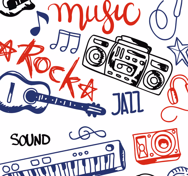 Rullegardin teenager musikinstrumenter - TenStickers