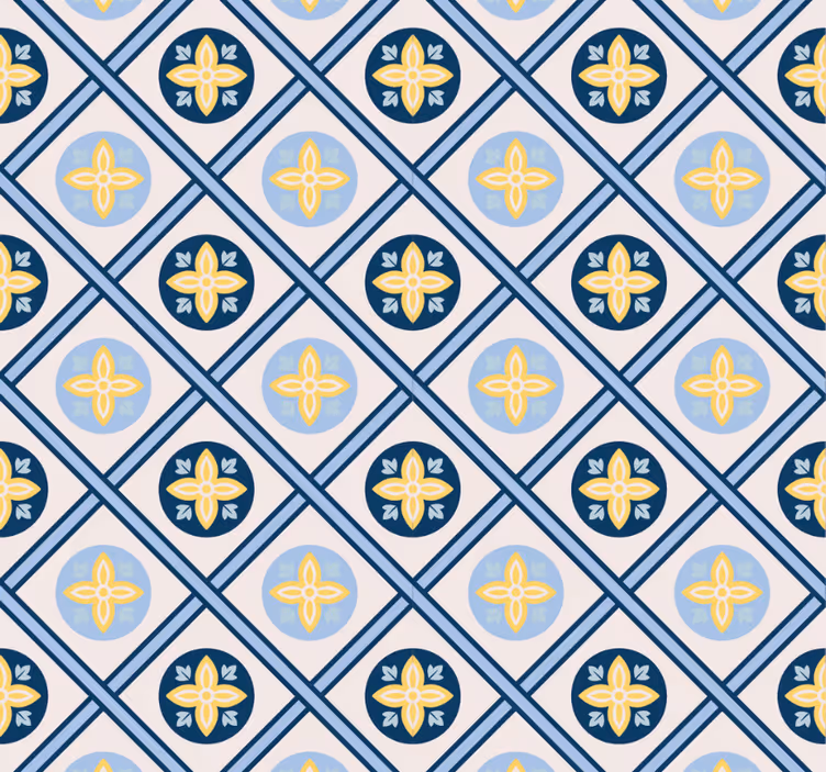 Moderne rullegardiner i babyblå og gule fliser - TenStickers