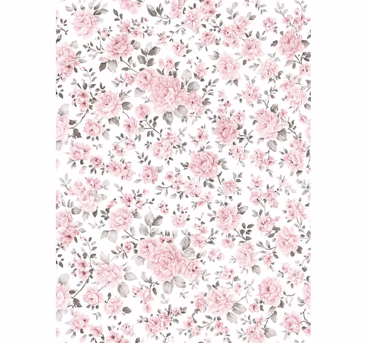 Lyserøde rullegardiner med gamle retro blomster - TenStickers