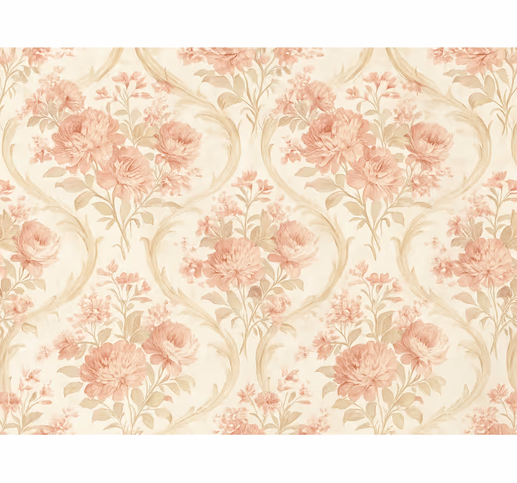 Lyserøde rullegardiner med vintage lysvaskede blomster - TenStickers