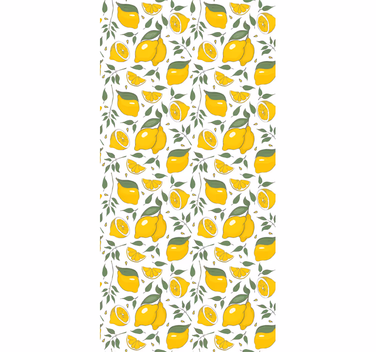 Gule rullegardiner citroner og creme blomster - TenStickers