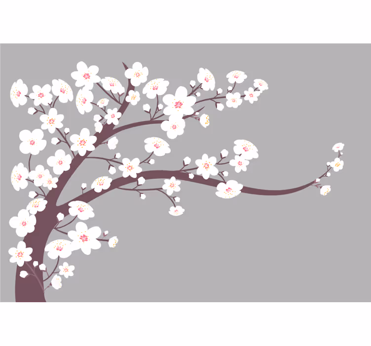 Rullegardin køkken hvide blomster på grå baggrund - TenStickers
