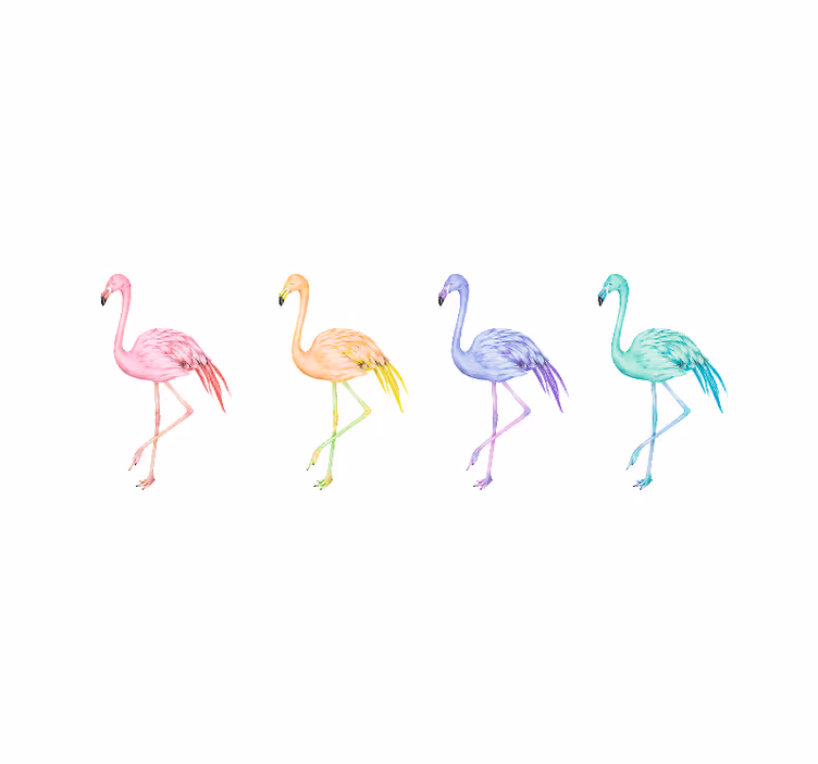 Hvid rullegardin med farverige sømløse flamingoer - TenStickers