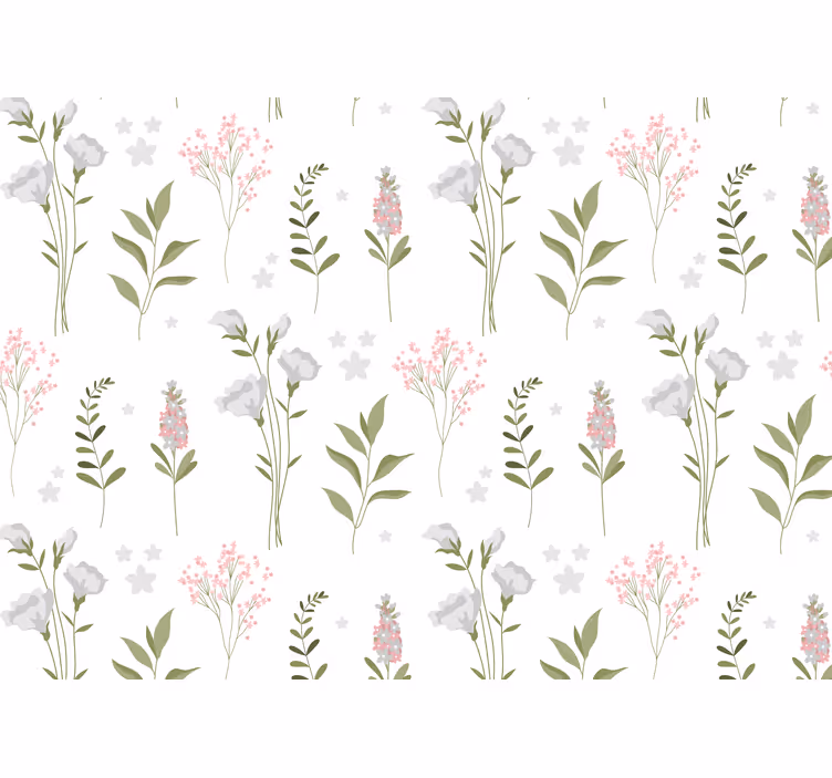 Hvid rullegardin med minimalistisk blomsterdesign - TenStickers