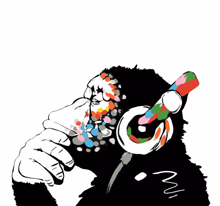 Rullegardiner til stue mono banksy musik - TenStickers