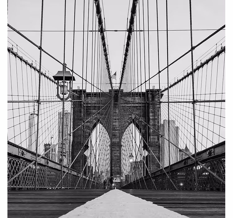 Rullegardiner til stue brooklyn bridge i sort og hvid - TenStickers